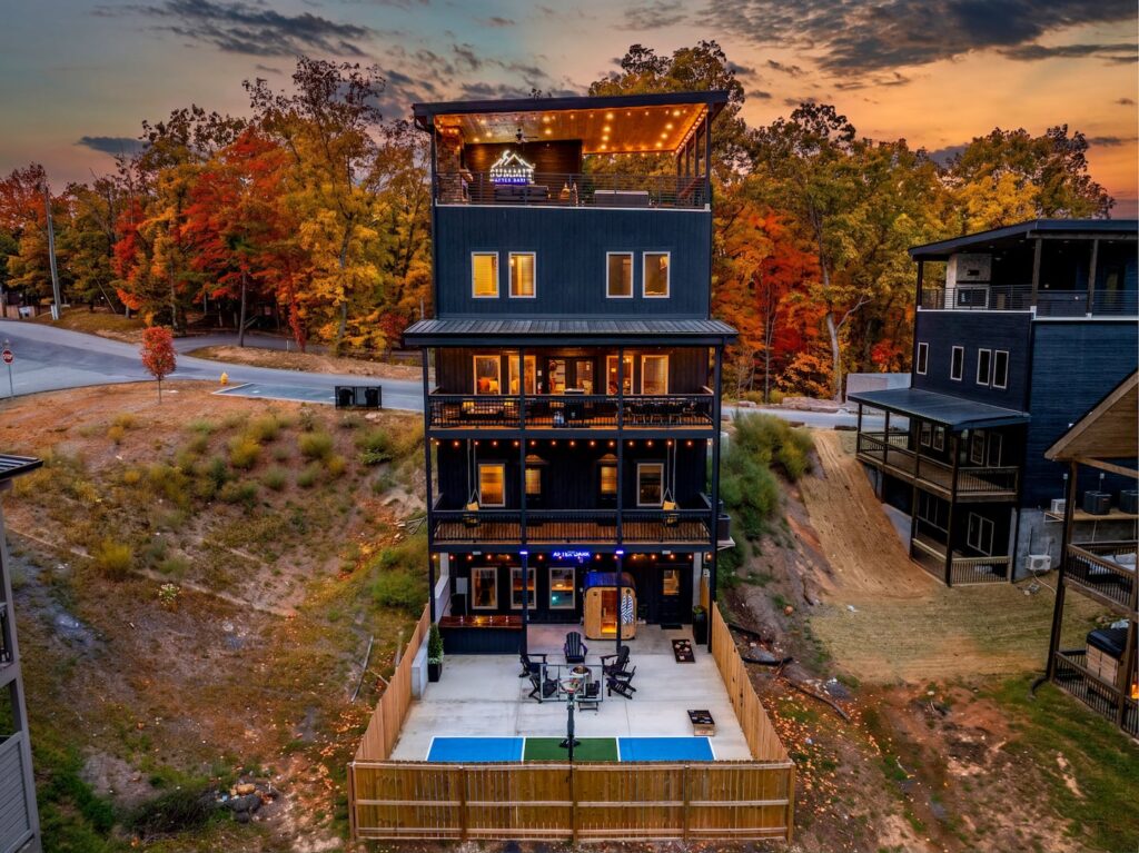 Summit After Dark cabin exterior in Pigeon Forge, Tennessee