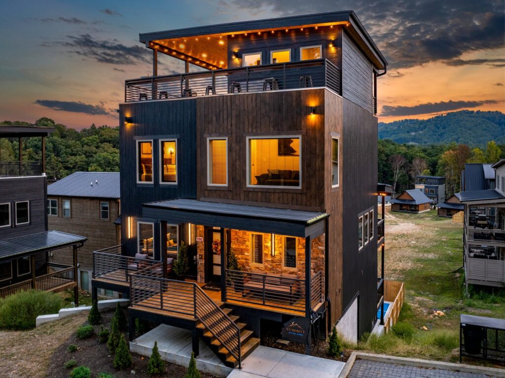 Summit After Dark cabin exterior in Pigeon Forge, Tennessee