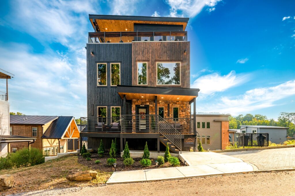 Summit After Dark cabin exterior in Pigeon Forge, Tennessee
