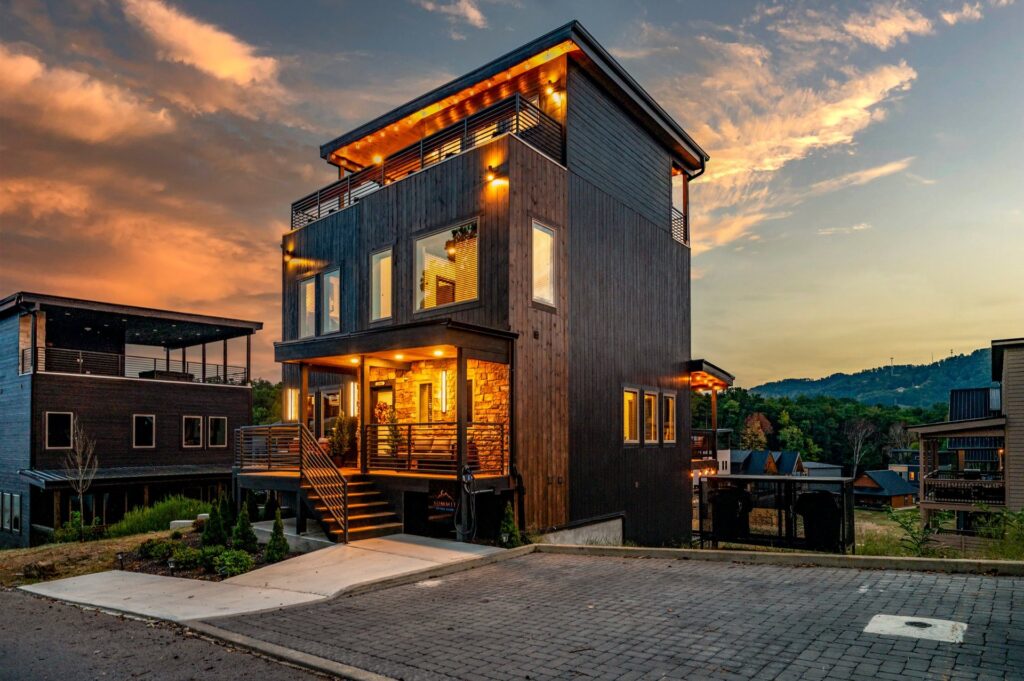 Summit After Dark cabin exterior in Pigeon Forge, Tennessee