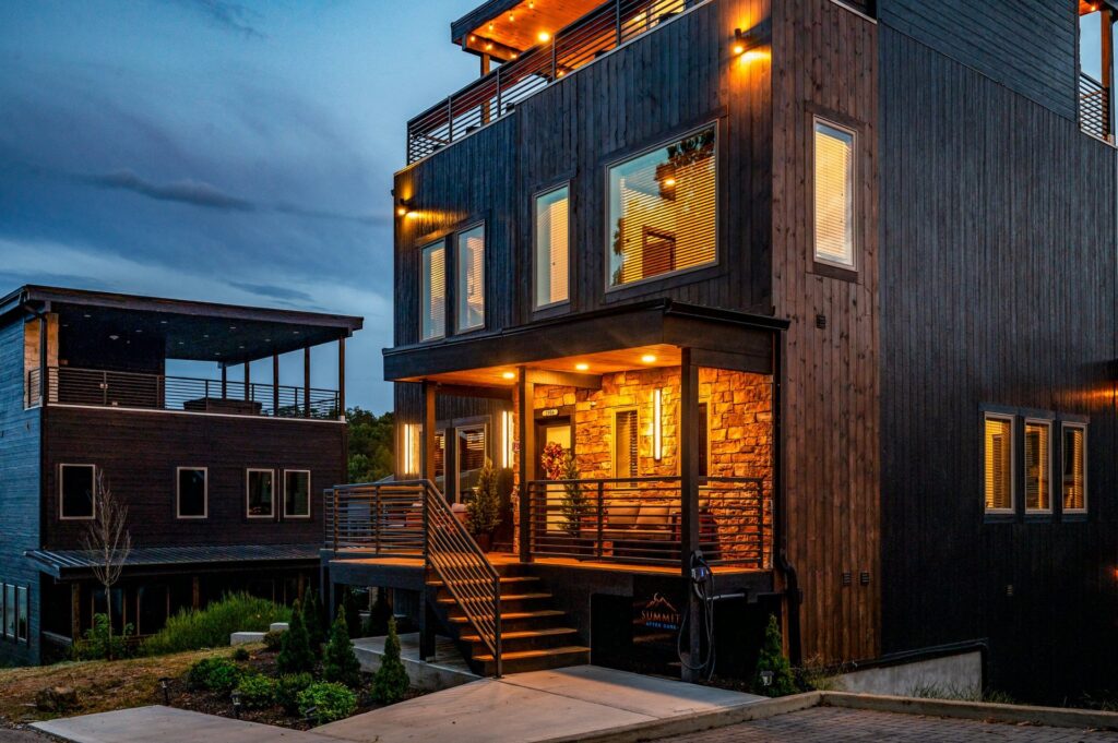 Summit After Dark cabin exterior in Pigeon Forge, Tennessee